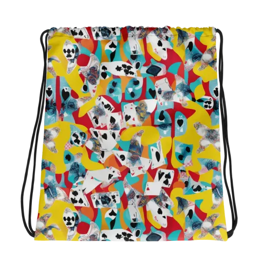 Neon Cardshark on a Drawstring Bag
