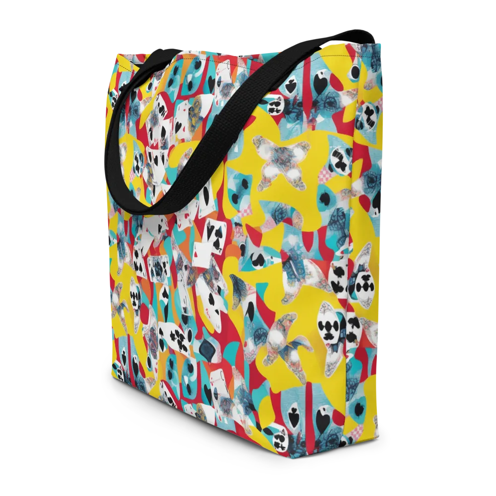 Neon Cardshark on Large Tote Bag W/ Pocket — Front
