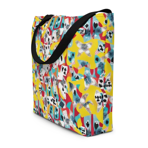 Neon Cardshark on a Large Tote Bag W/ Pocket
