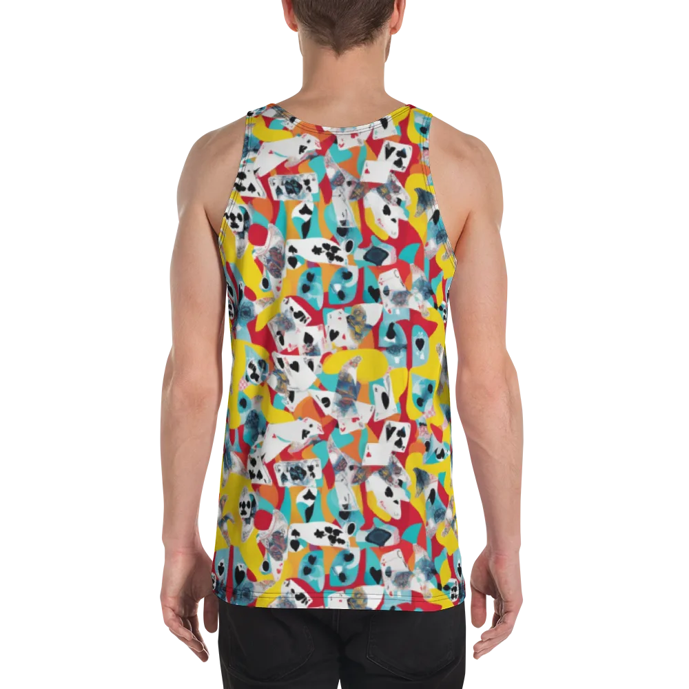 Neon Cardshark on Men's Tank Top — Back