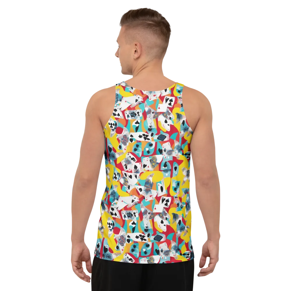 Neon Cardshark on Men's Tank Top — Back