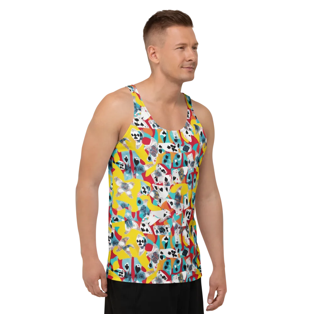 Neon Cardshark on Men's Tank Top — Right Front