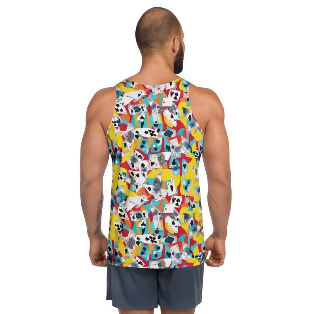 Neon Cardshark on Men's Tank Top — Back