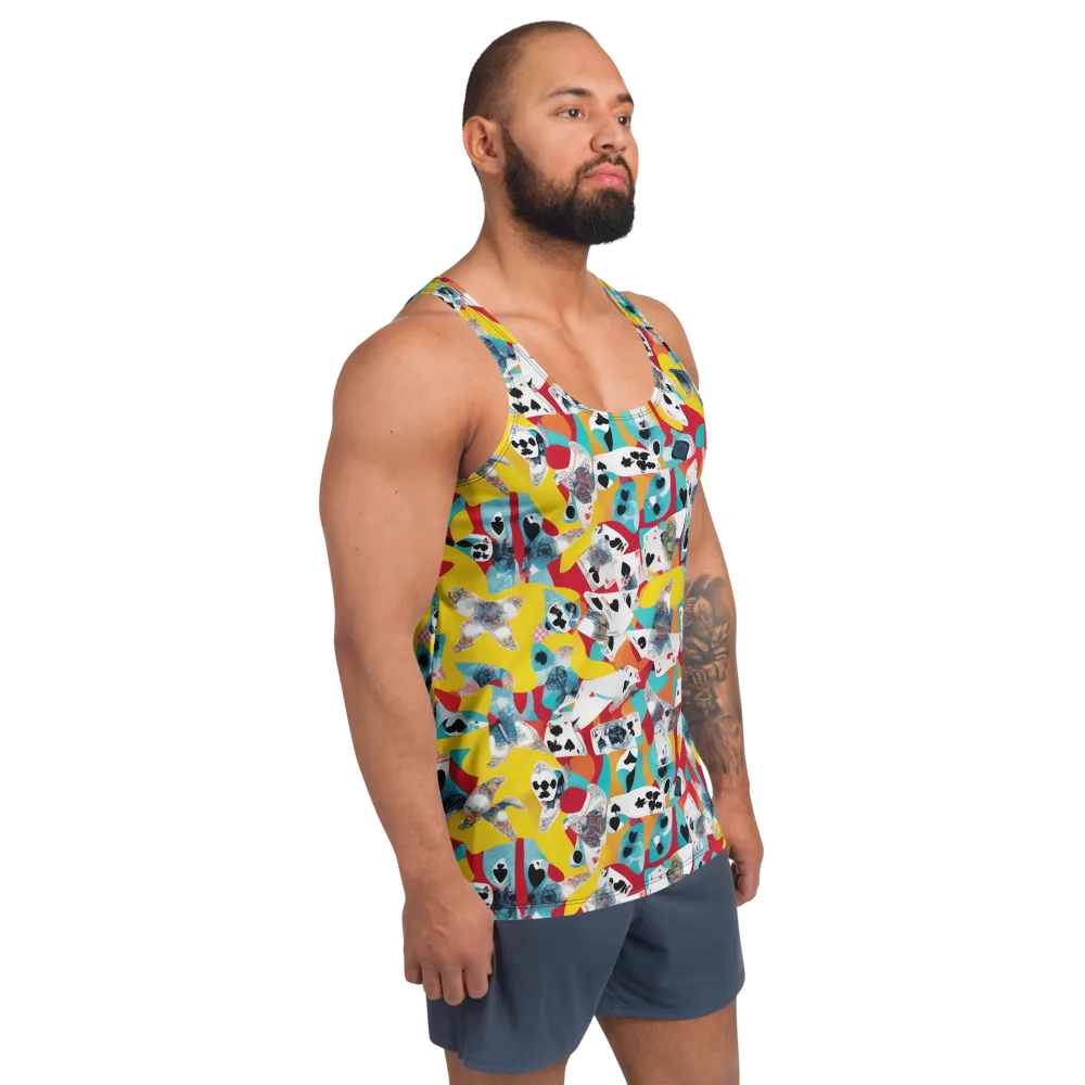 Neon Cardshark on Men's Tank Top — Right Front