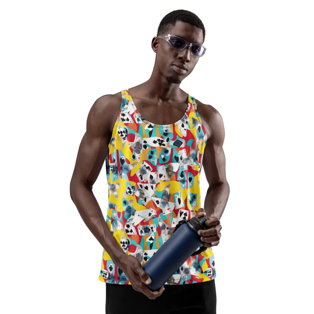 Neon Cardshark on Men's Tank Top — Front
