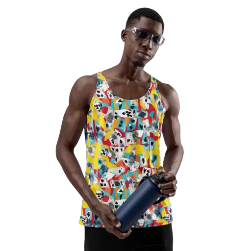 Neon Cardshark on a Men's Tank Top