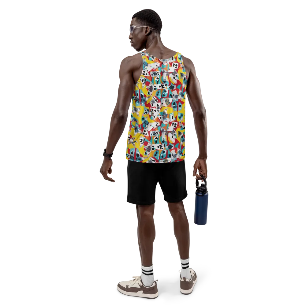 Neon Cardshark on Men's Tank Top — Back