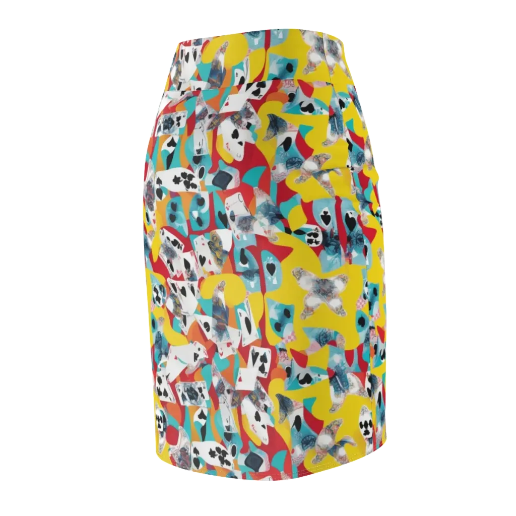 Neon Cardshark on Pencil Skirt — Back Side