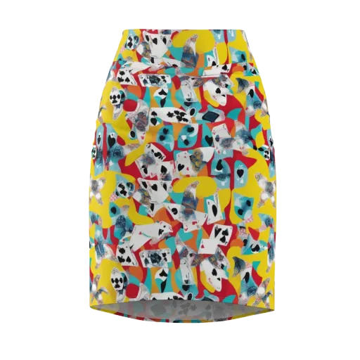Neon Cardshark on a Pencil Skirt