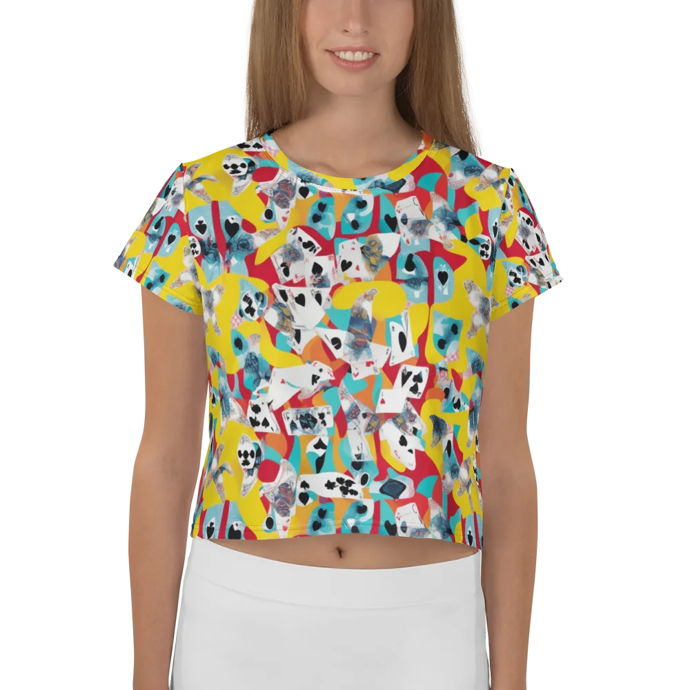 Neon Cardshark on Crop Tee — Front