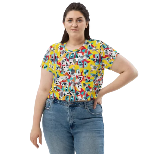 Neon Cardshark on a Crop Tee