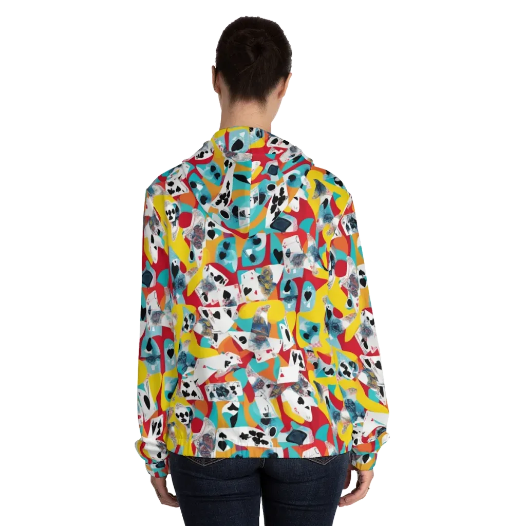 Neon Cardshark on Women's Full-Zip Hoodie — Back On Person