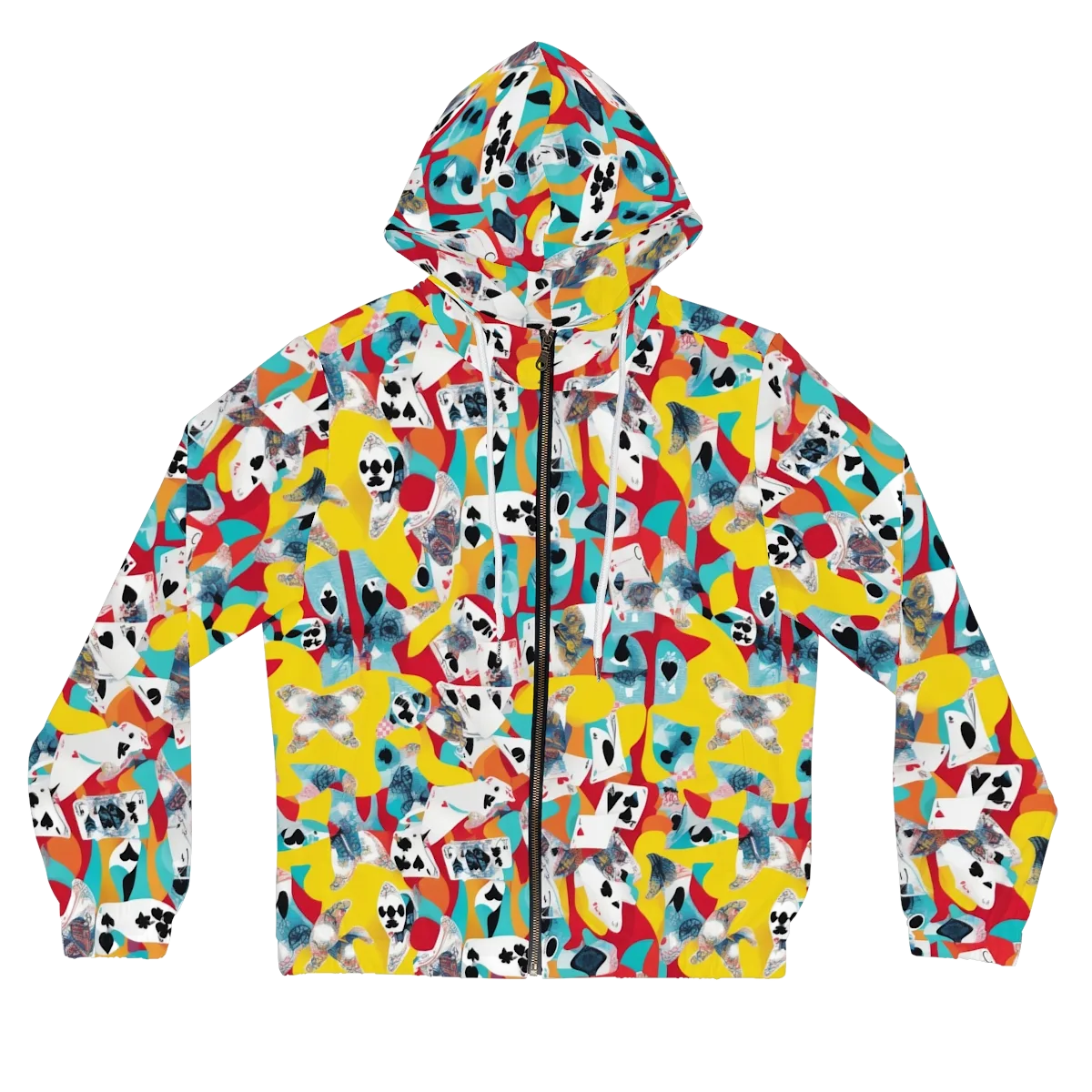Neon Cardshark on Women's Full-Zip Hoodie — Front