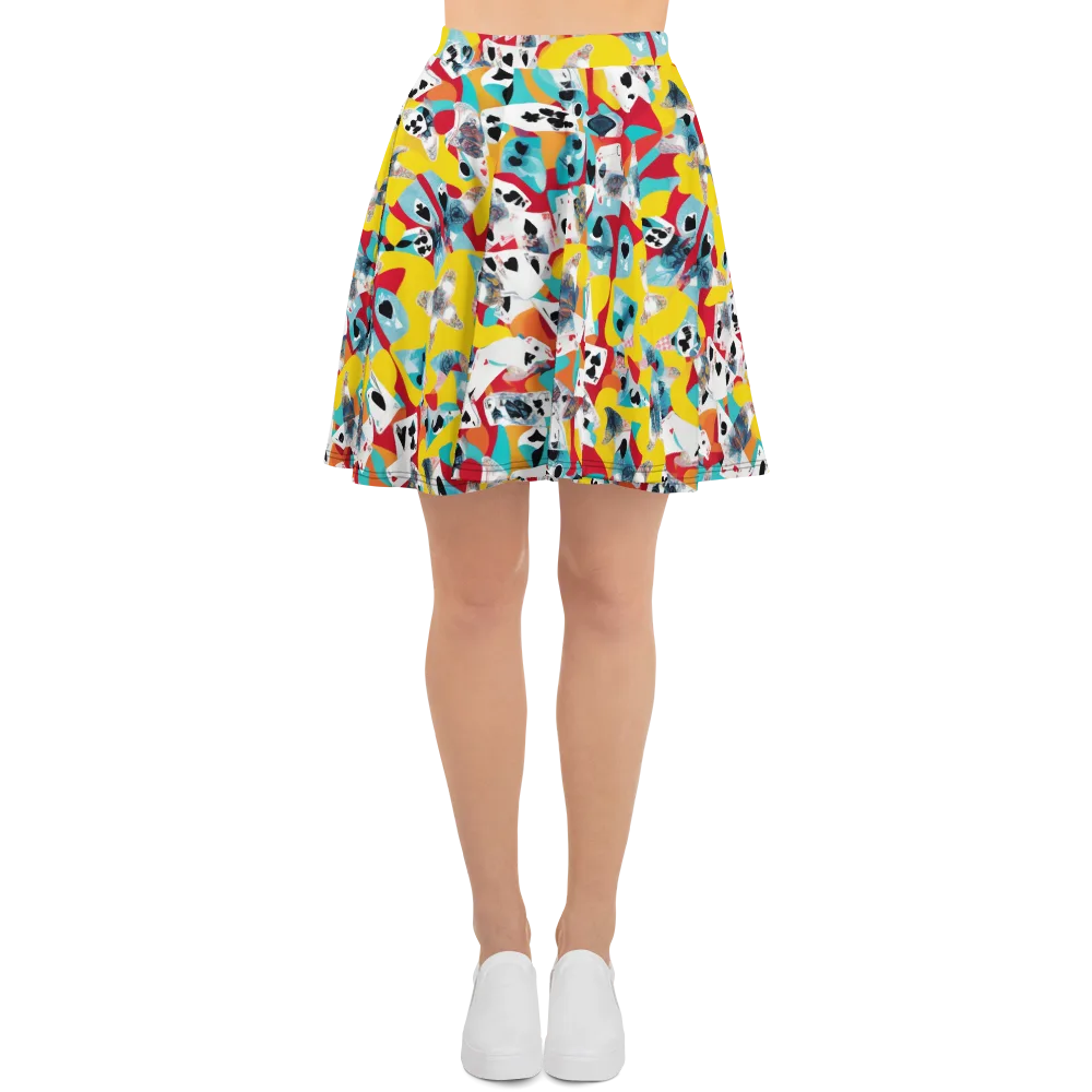 Neon Cardshark on Skater Skirt — Front