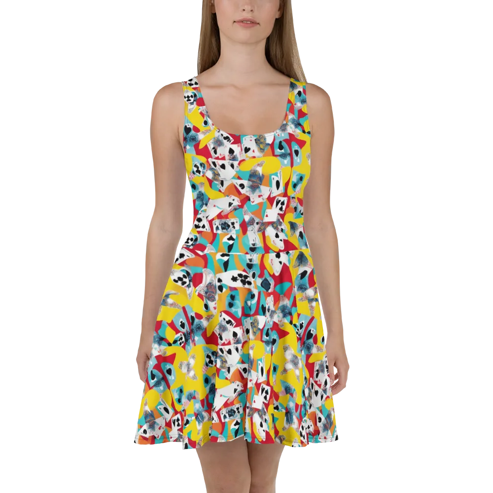 Neon Cardshark on Skater Dress — Front