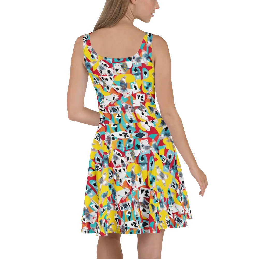 Neon Cardshark on Skater Dress — Back