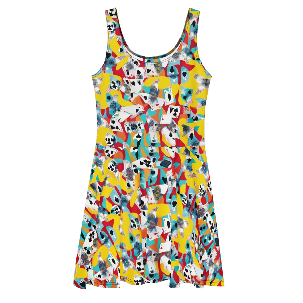 Neon Cardshark on Skater Dress — Front