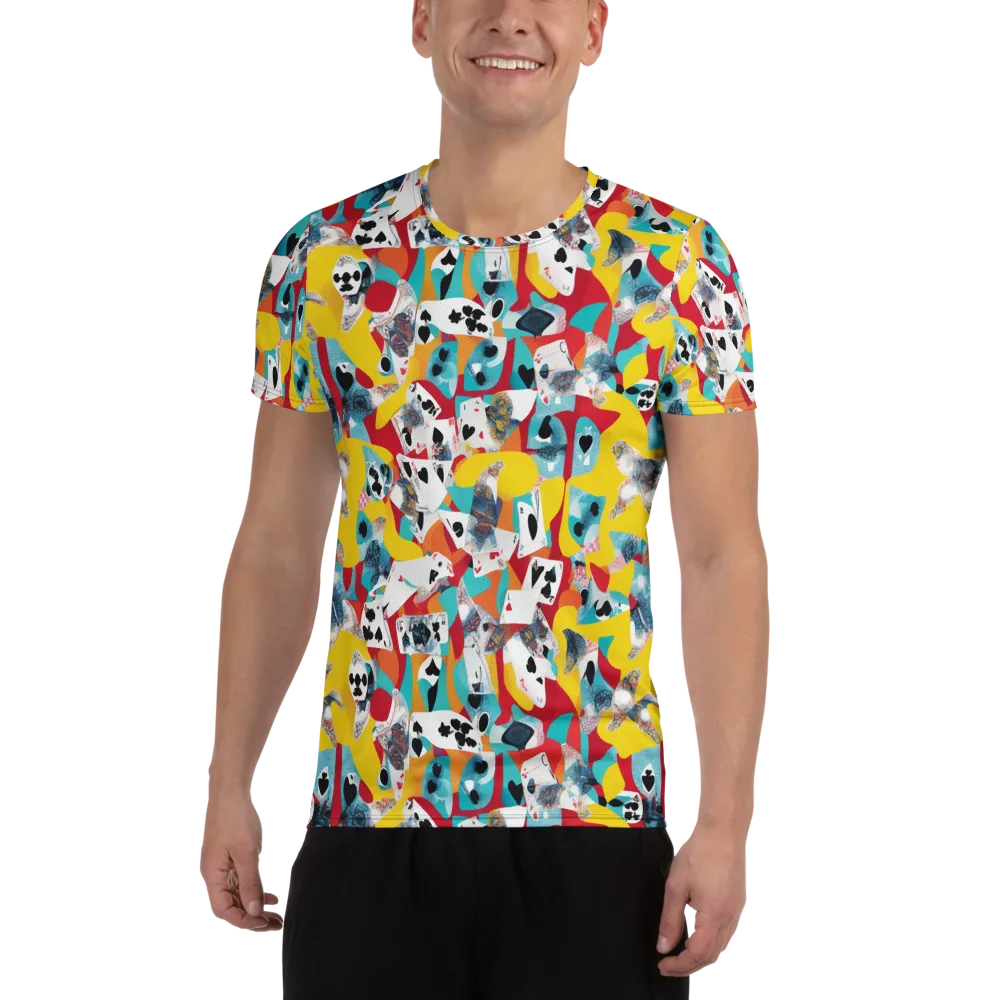 Neon Cardshark on Men's Athletic T-Shirt — Front