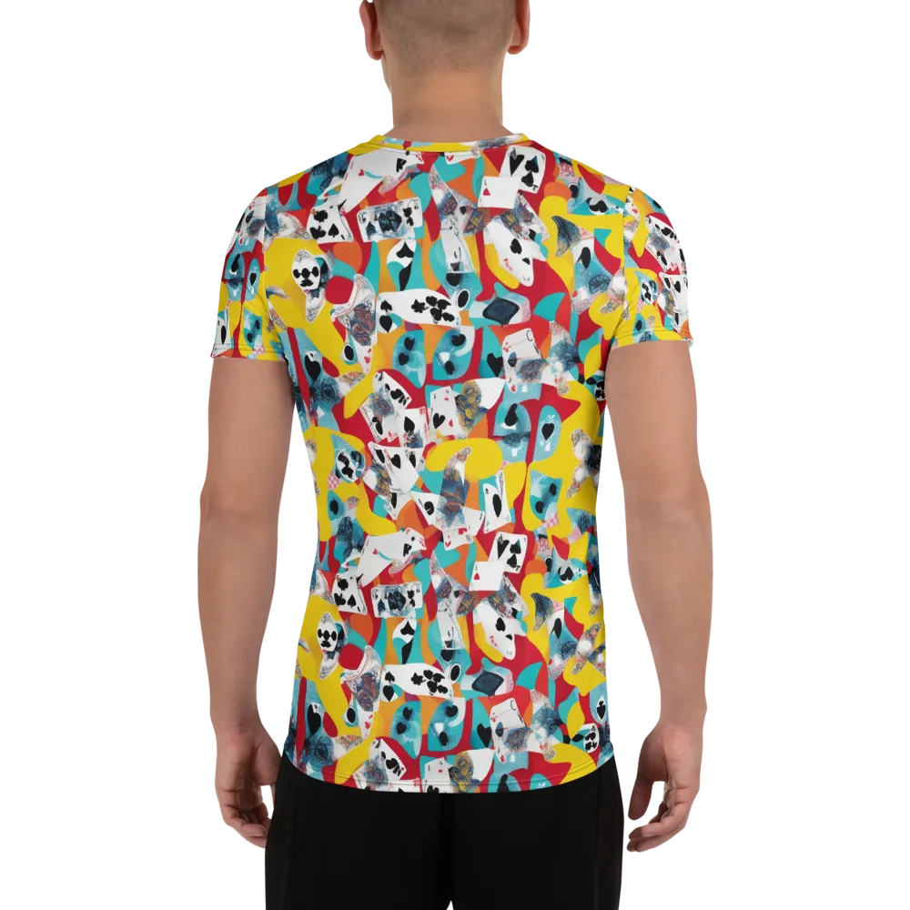 Neon Cardshark on Men's Athletic T-Shirt — Back