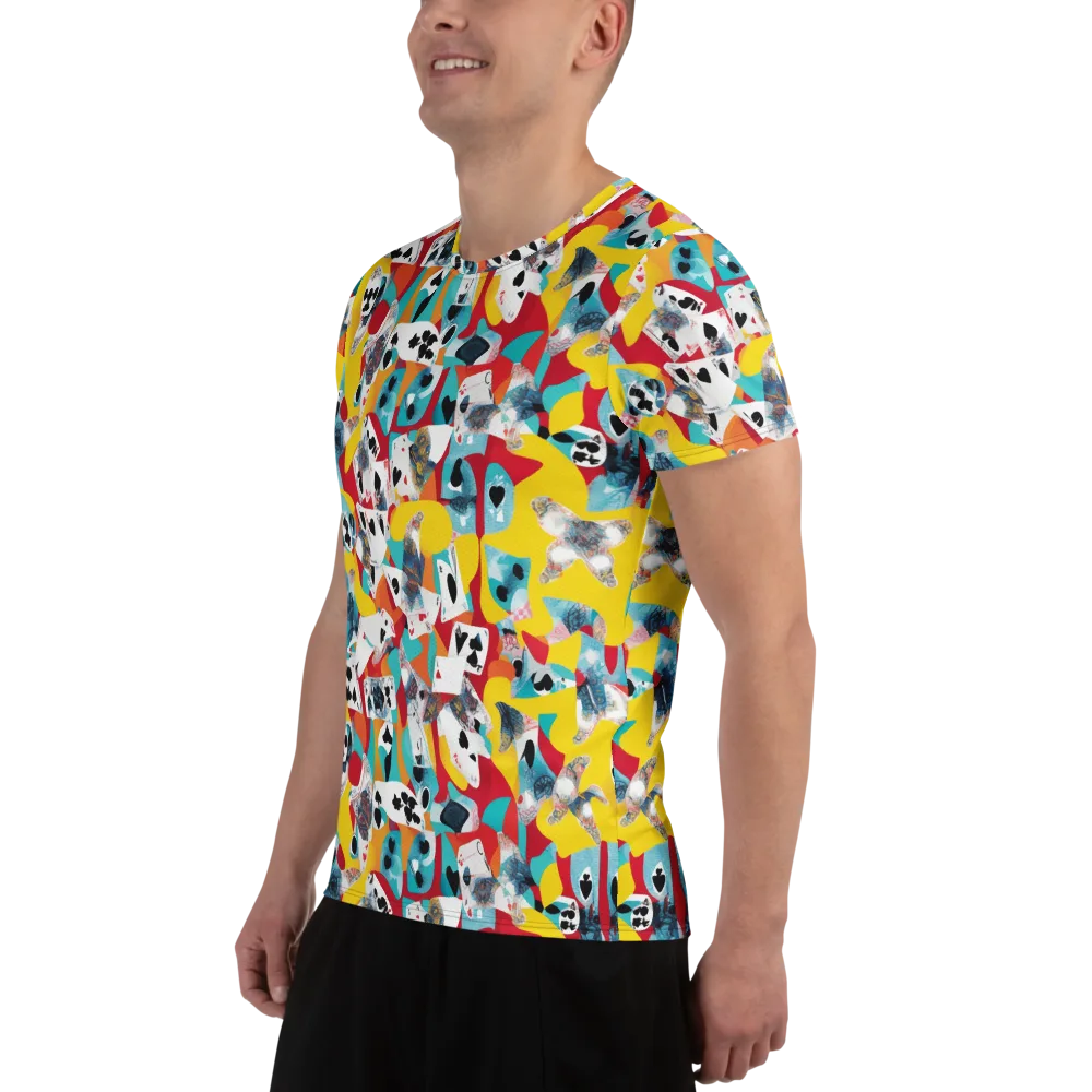 Neon Cardshark on Men's Athletic T-Shirt — Left