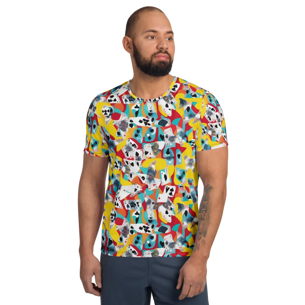 Neon Cardshark on Men's Athletic T-Shirt — Front