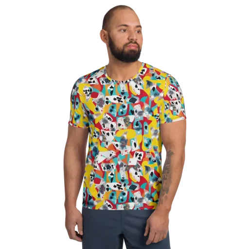 Neon Cardshark on a Men's Athletic T-Shirt