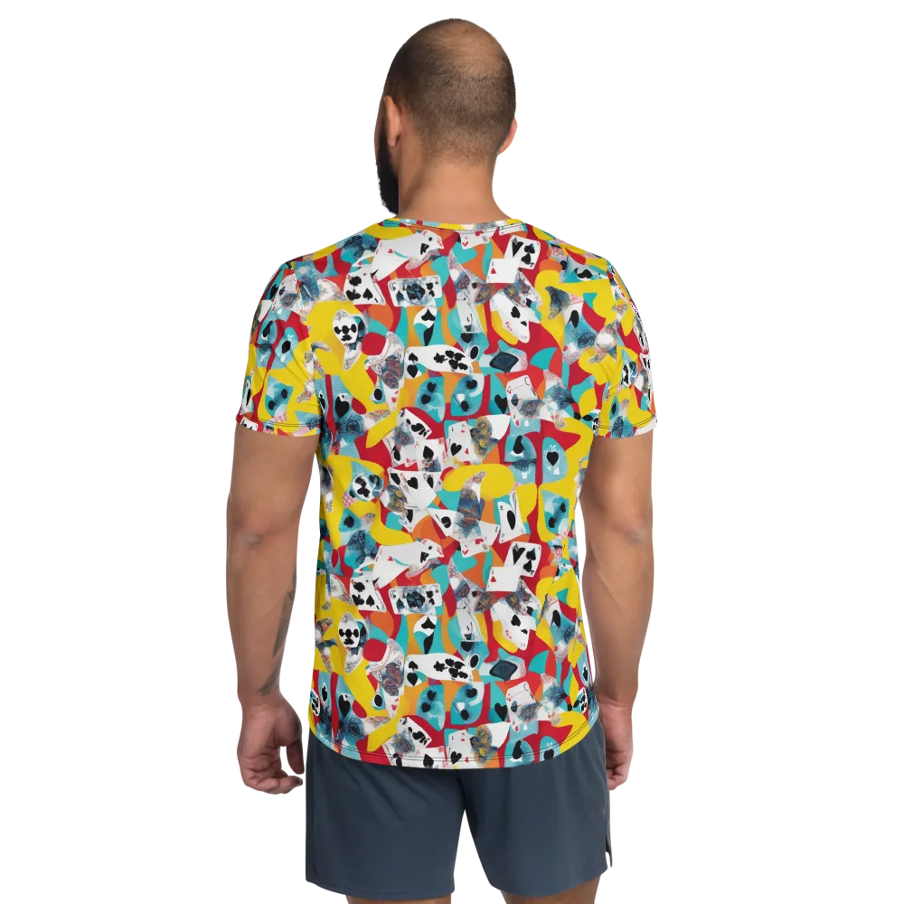Neon Cardshark on Men's Athletic T-Shirt — Back