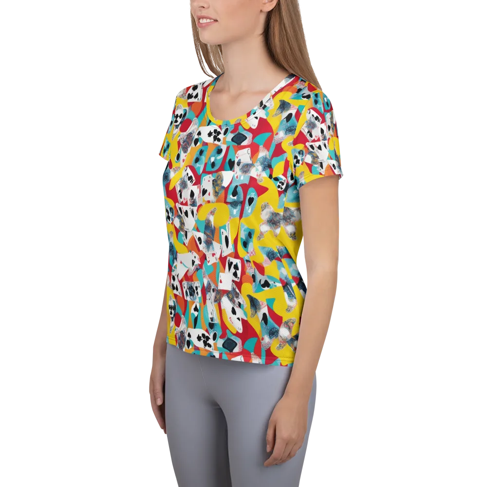 Neon Cardshark on Women's Athletic T-Shirt — Left