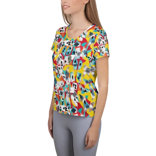 Neon Cardshark on a Women's Athletic T-Shirt