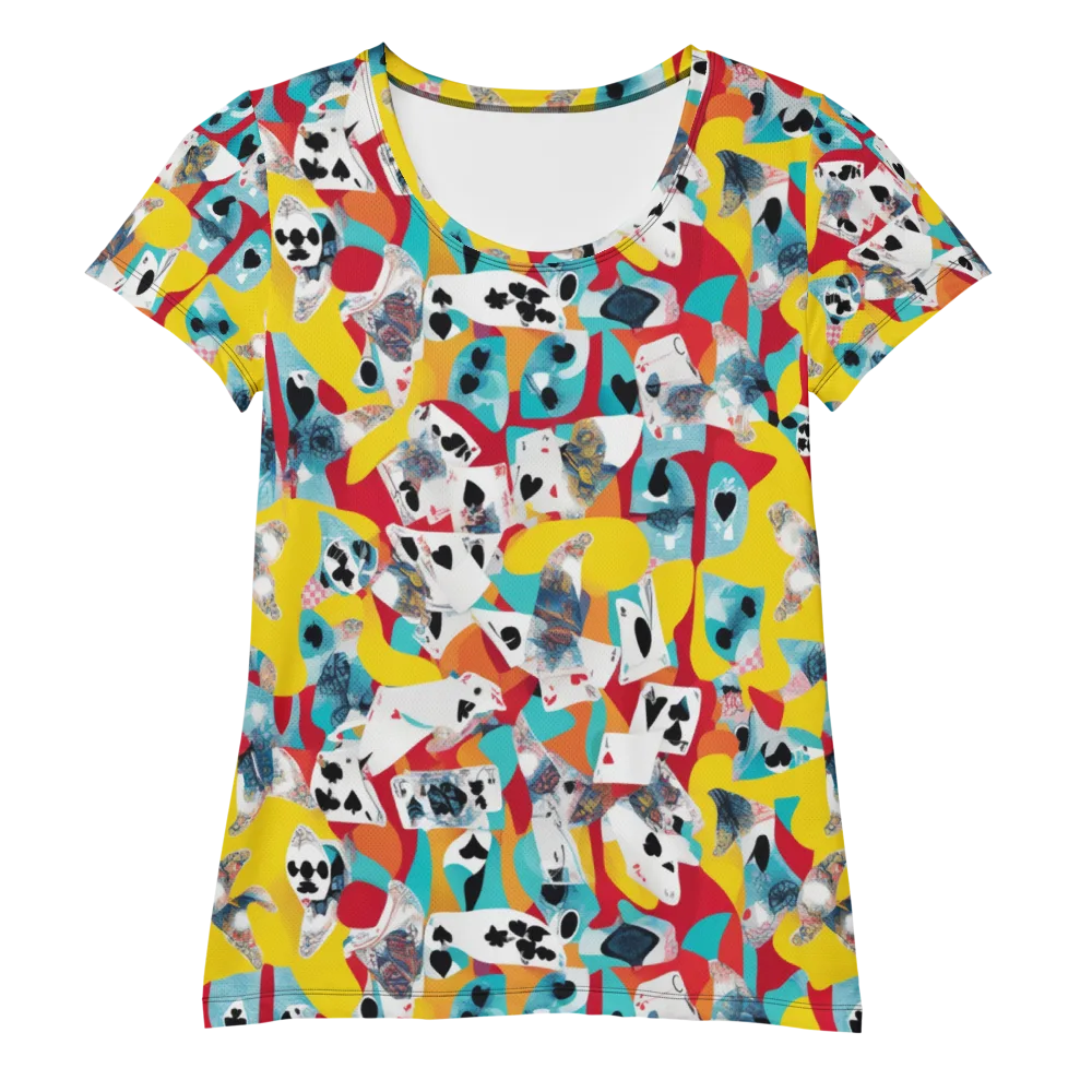 Neon Cardshark on Women's Athletic T-Shirt — Front