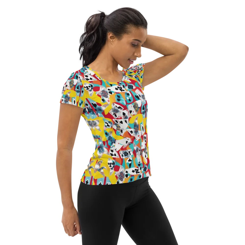 Neon Cardshark on Women's Athletic T-Shirt — Right