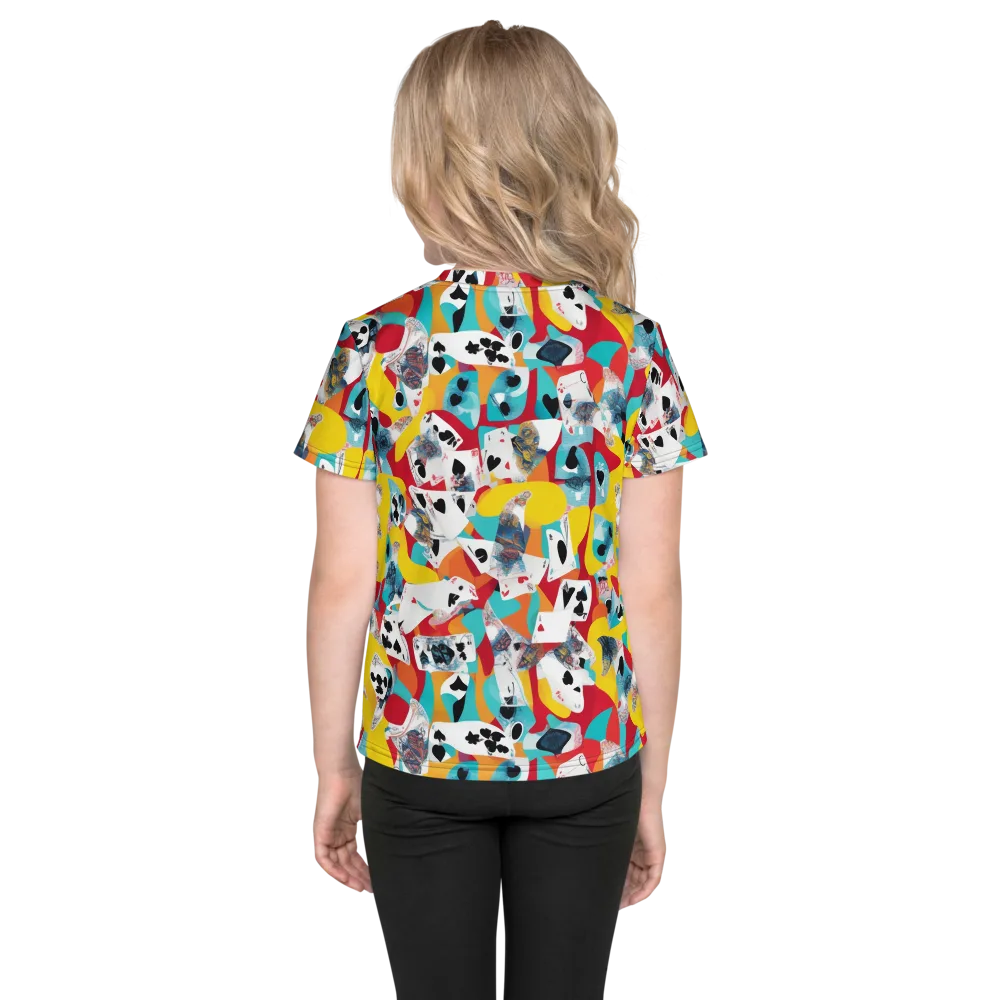 Neon Cardshark on Kids Crew Neck T-Shirt — Back