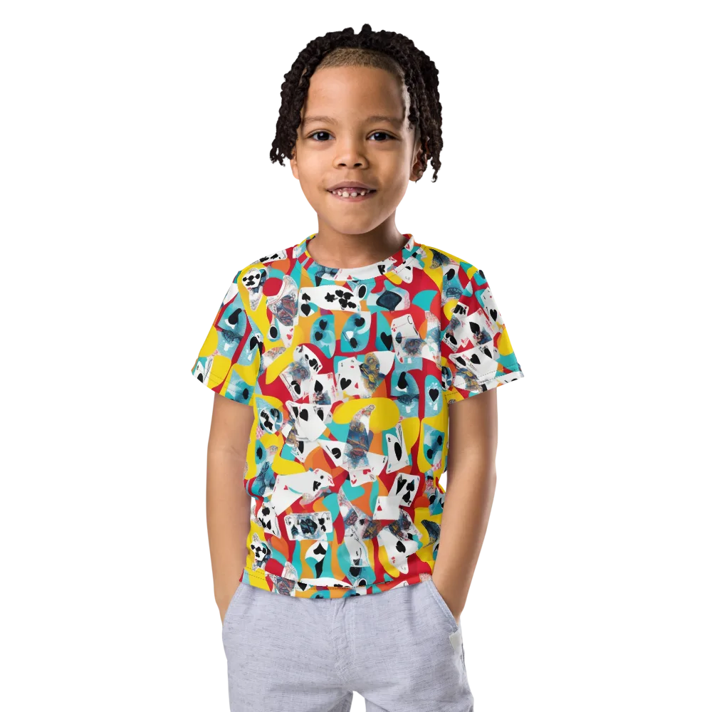 Neon Cardshark on Kids Crew Neck T-Shirt — Front