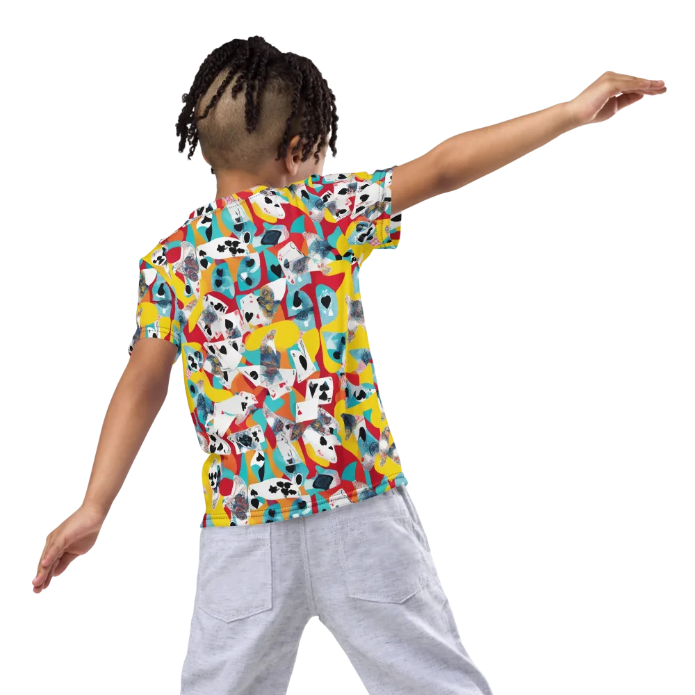 Neon Cardshark on Kids Crew Neck T-Shirt — Back