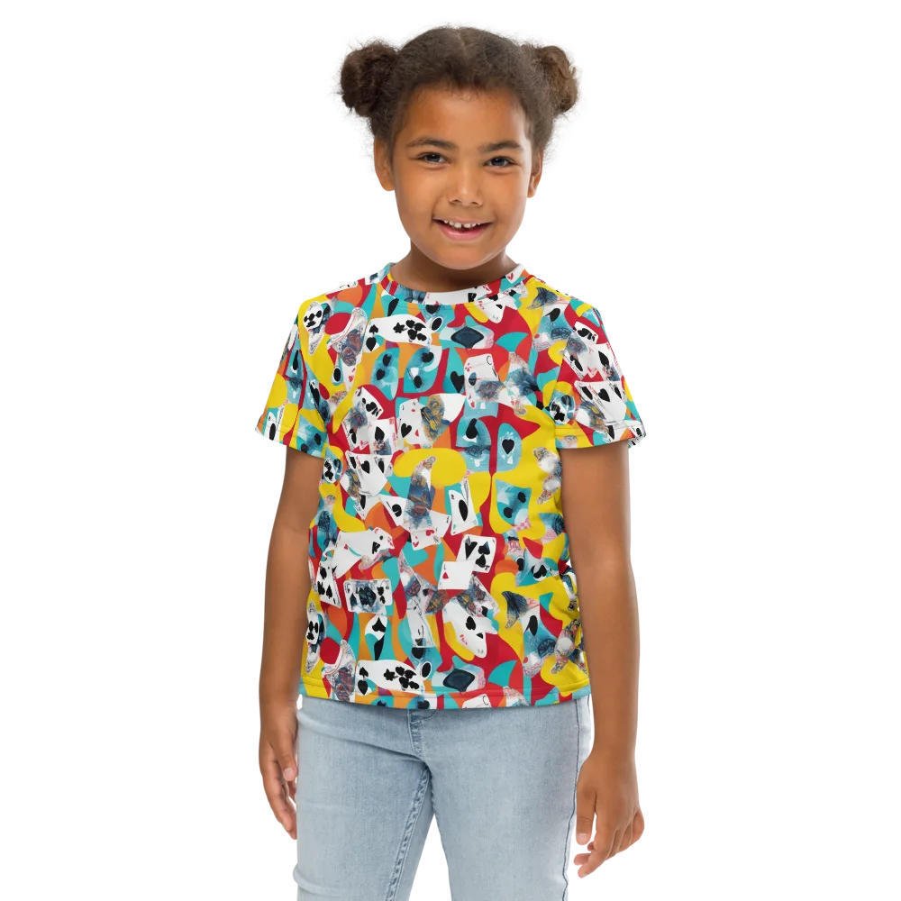 Neon Cardshark on Kids Crew Neck T-Shirt — Front