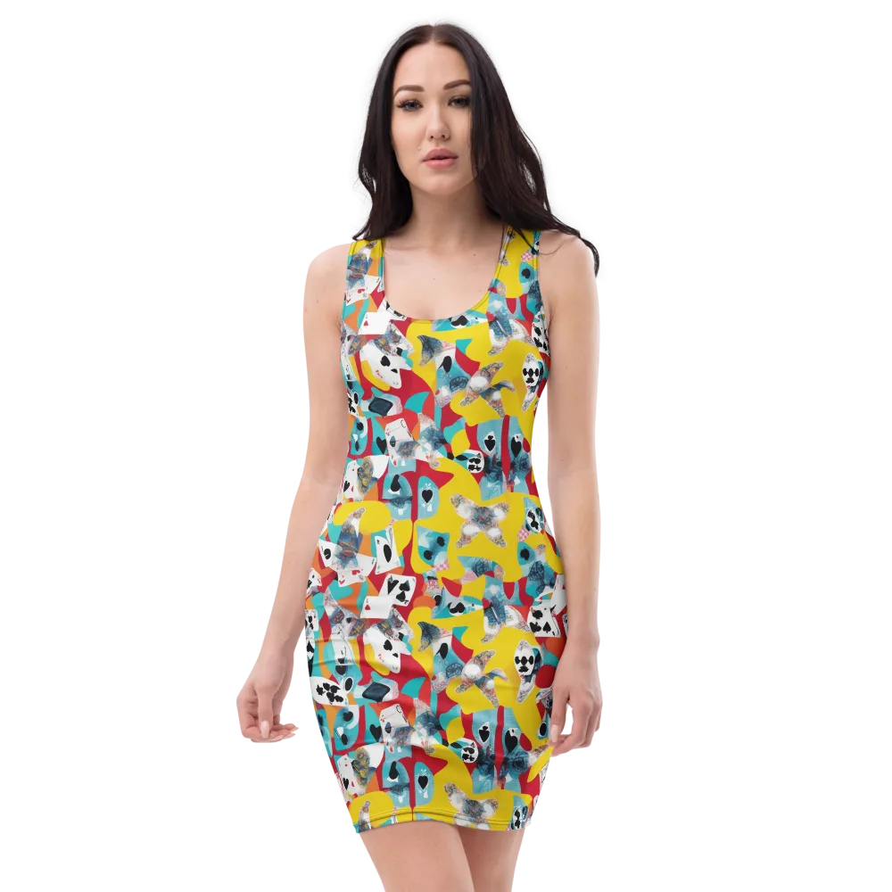 Neon Cardshark on Bodycon Dress — Front
