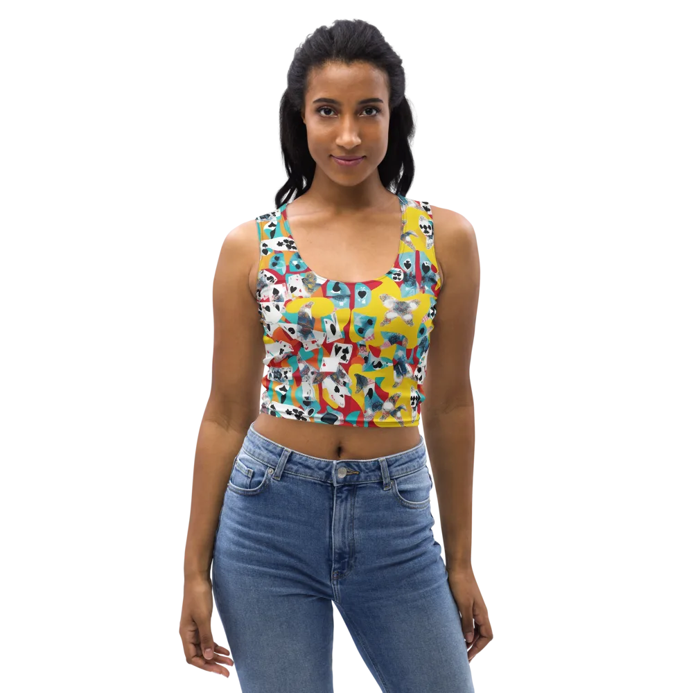 Neon Cardshark on Crop Top — Front