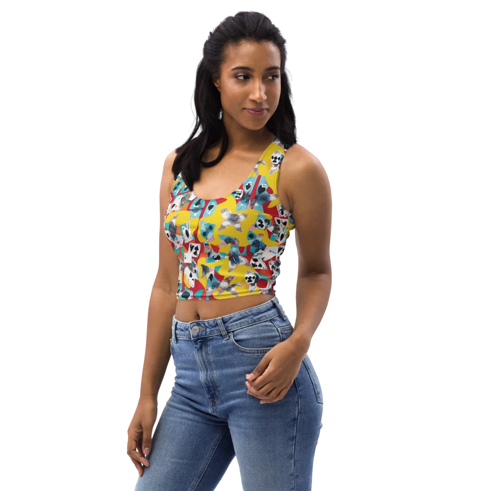 Neon Cardshark on Crop Top — Left Front
