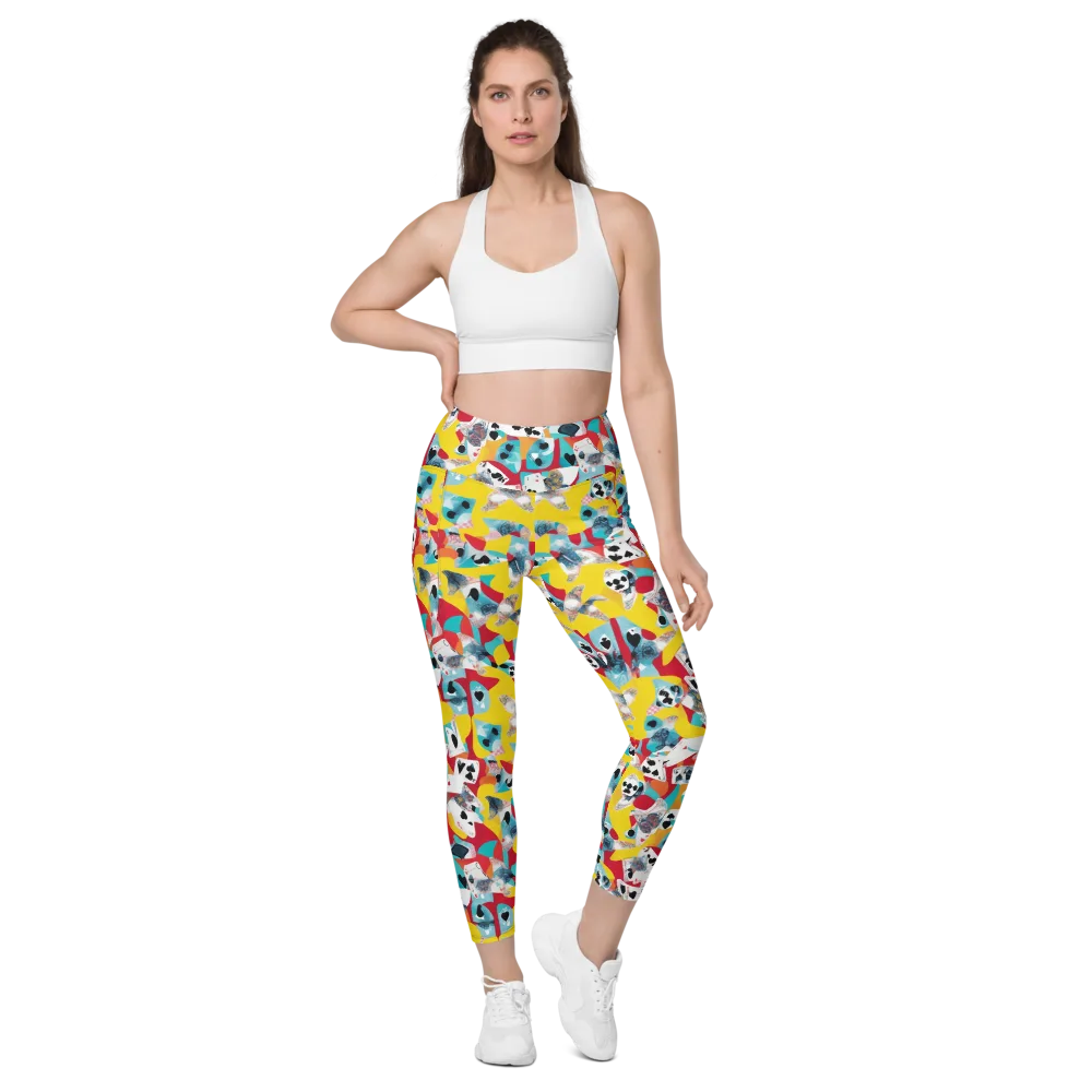 Neon Cardshark on Leggings with Pockets — Front