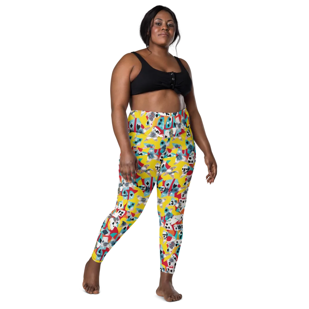 Neon Cardshark on Leggings with Pockets — Front
