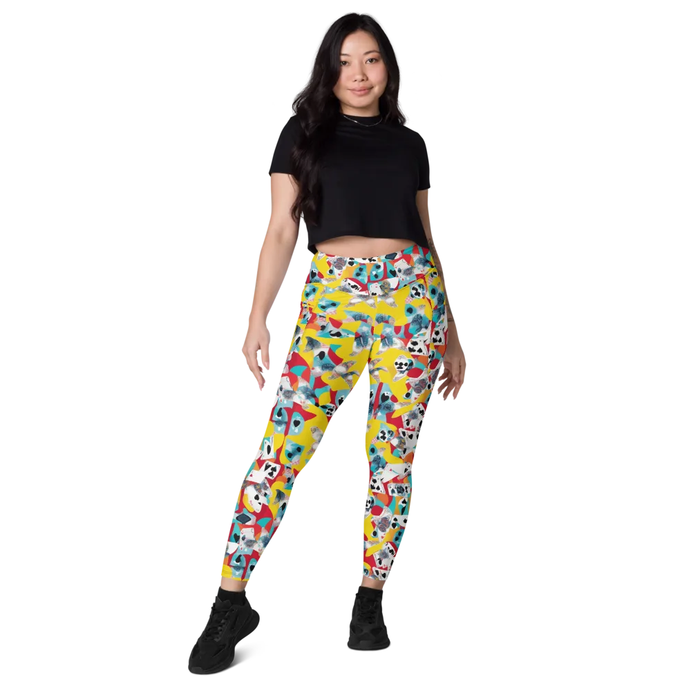 Neon Cardshark on Leggings with Pockets — Front