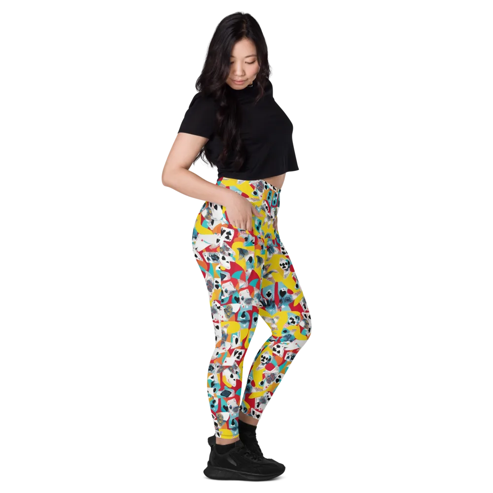 Neon Cardshark on Leggings with Pockets — Right