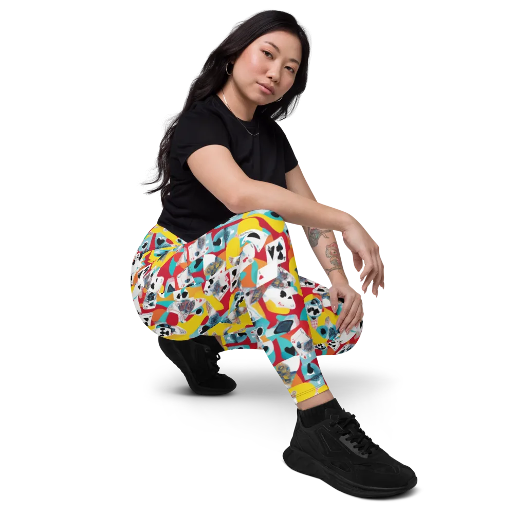 Neon Cardshark on Leggings with Pockets — Right Front