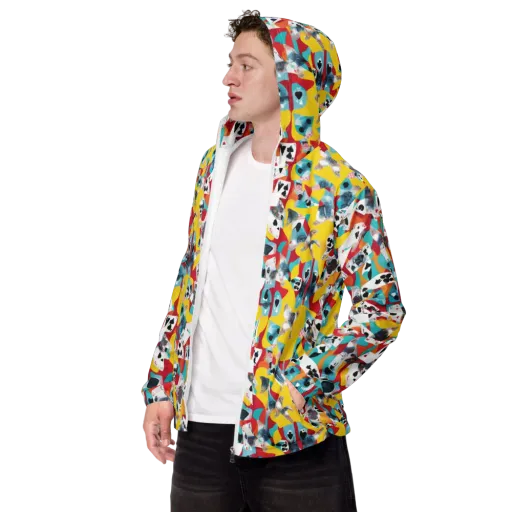 Neon Cardshark on a Men's Windbreaker