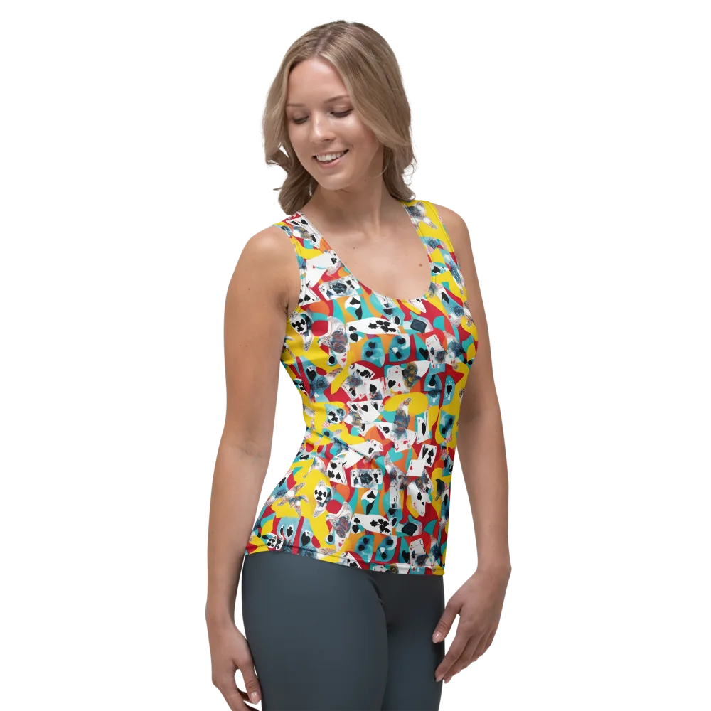Neon Cardshark on Women's Tank Top — Right Front