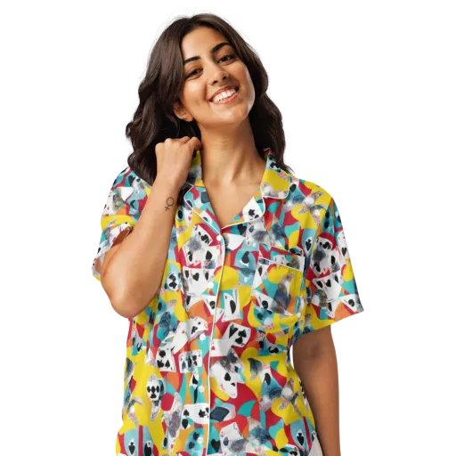 Neon Cardshark on a Women's Short Sleeve Pajama Top
