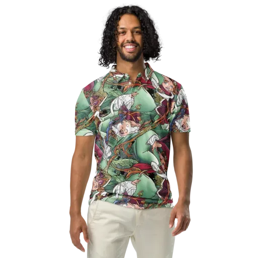 Midsummer Mischief on a Men's Slim Fit Polo Shirt