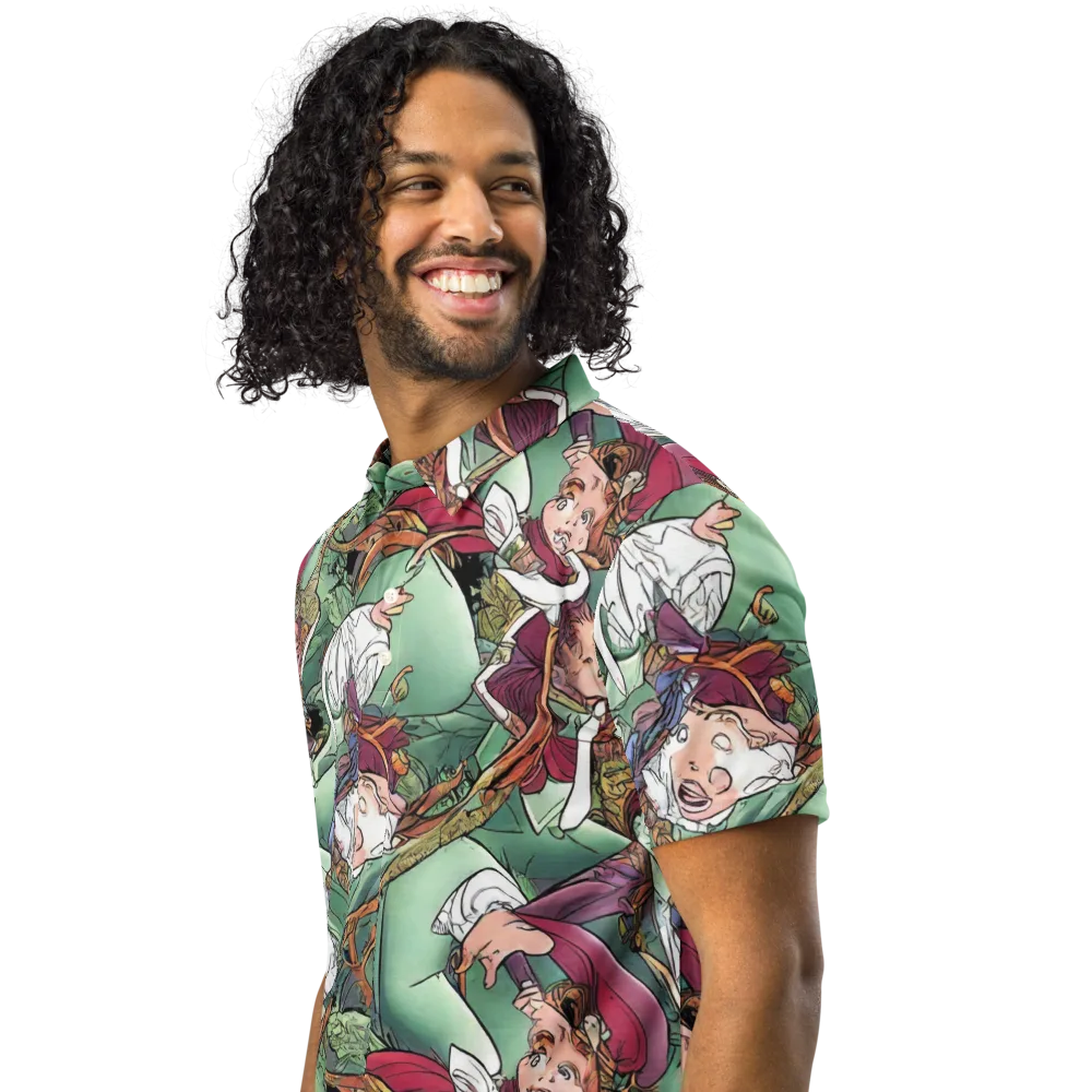 Midsummer Mischief on Men's Slim Fit Polo Shirt — Left Front