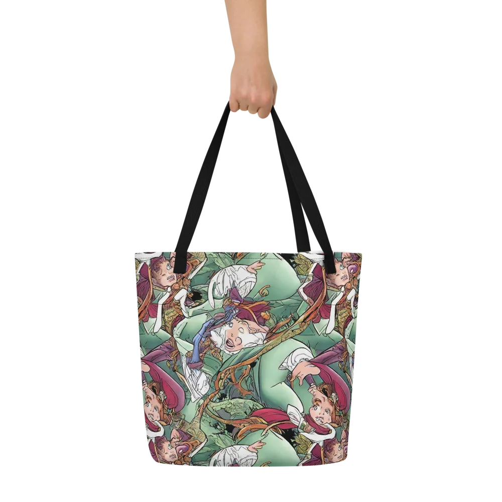 Midsummer Mischief on Large Tote Bag W/ Pocket — Front