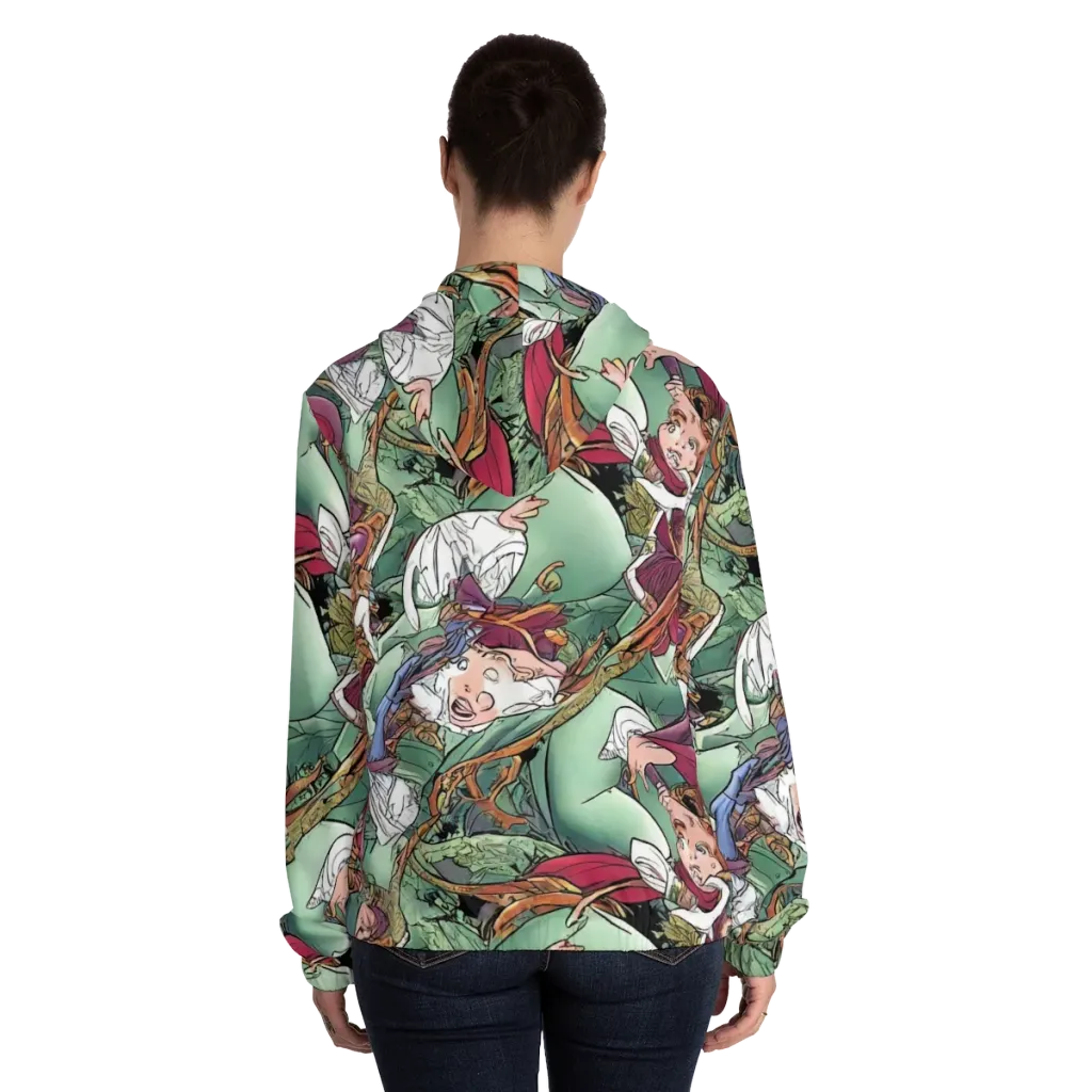 Midsummer Mischief on Women's Full-Zip Hoodie — Back On Person